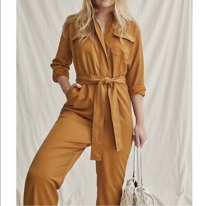 Elizabeth and James Utility Dressy Girl Belted Jumpsuit in Dirt Road Size S NWT